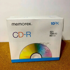 5/$25 Memorex CD-R 52X  700mb 80min10 Disk Pack with Slim Jewel Case NewSealed